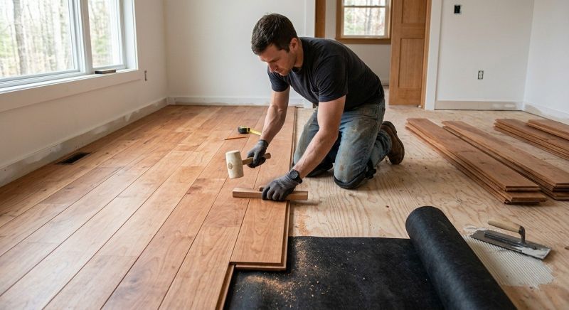 Cherry Floor Installation in West Hartford, CT