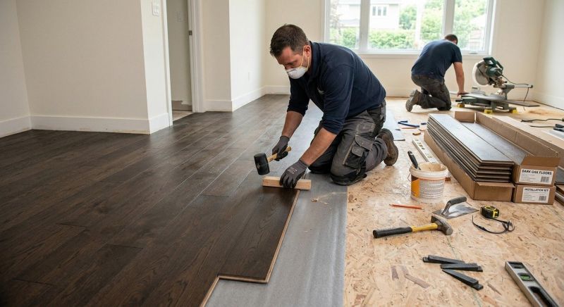 Dark Wood Floor Installation in Enfield, CT